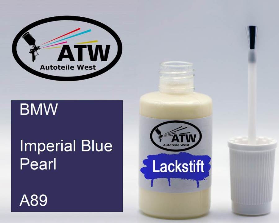 BMW, Imperial Blue Pearl, A89: 20ml Lackstift, von ATW Autoteile West.